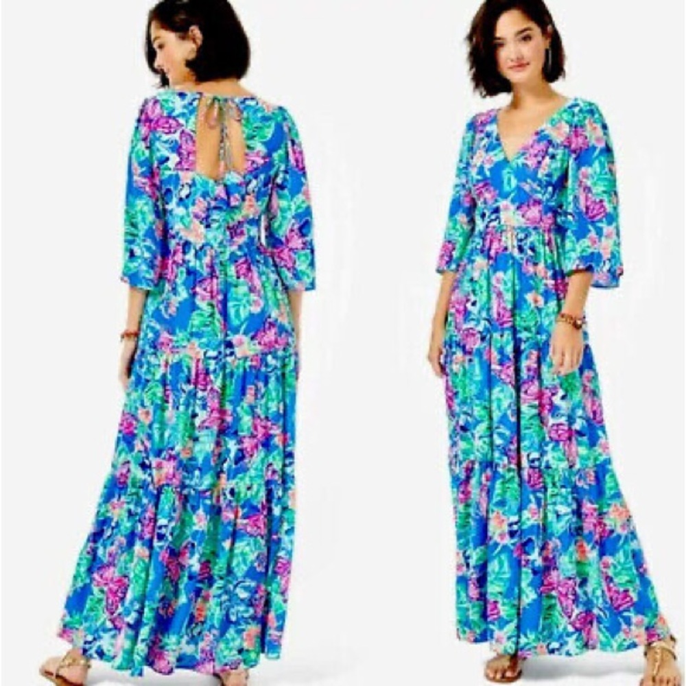 Lilly Pulitzer Rease Maxi Dress Pundy Blue Isle Be Back